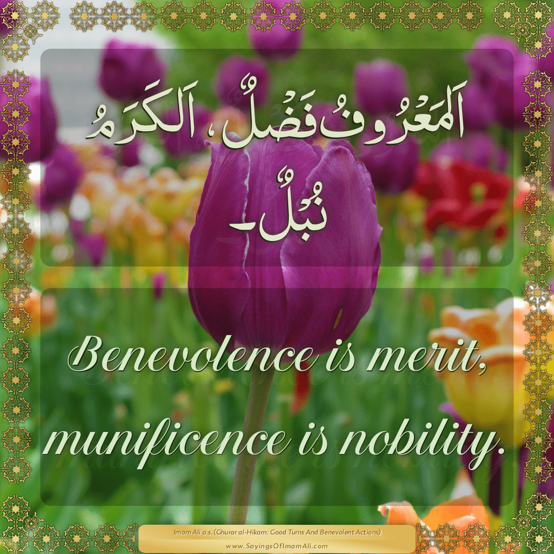 Benevolence is merit, munificence is nobility.